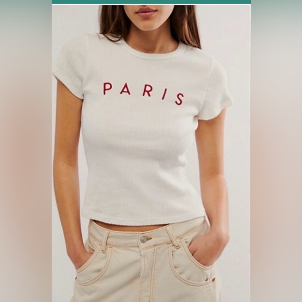 Daydreamer Paris Embroidered ribbed tee XL